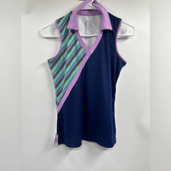 Slazenger Tops - Womens Slazenger Multicolor Polyester V Neck Sleeveless Polo Golf Top Size XS